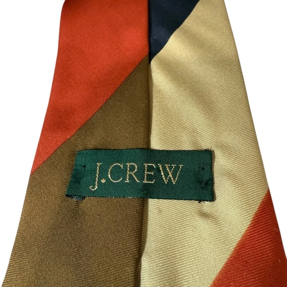 J Crew Wide Stripes Repp Tie 54 X 4! In. Tie 100% Silk Hand Made Colorful Dad